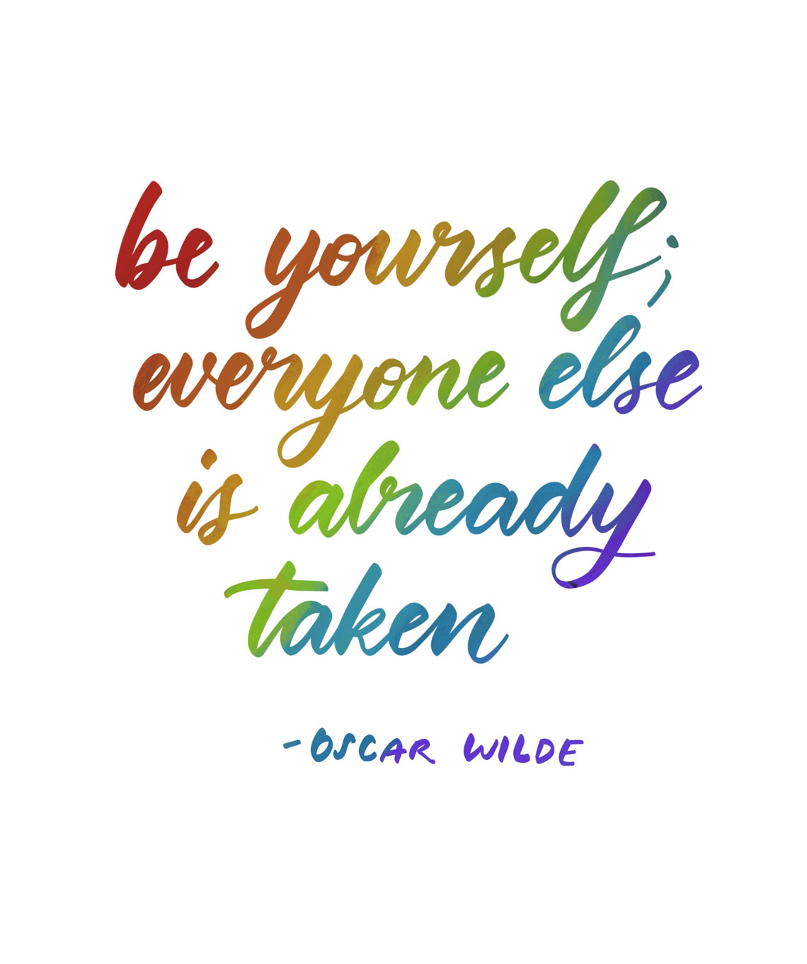 Be yourself; everyone else is taken - Oscar Wilde